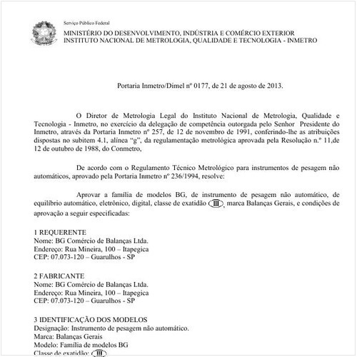 Portaria DIMEL/INMETRO 177:2013 - Situação: Em vigor