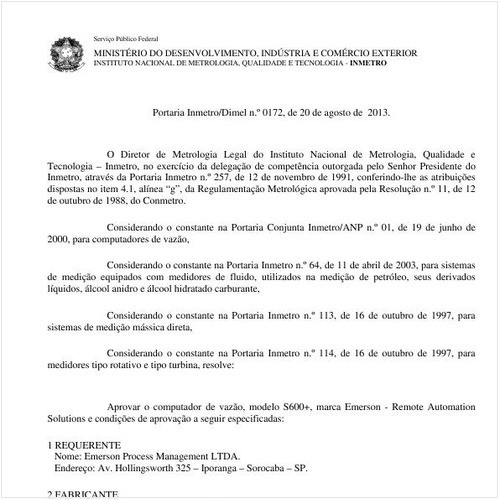 Portaria DIMEL/INMETRO 172:2013 - Situação: Em vigor