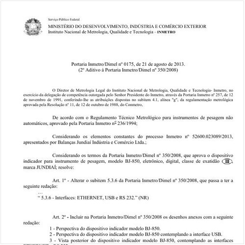 Portaria DIMEL/INMETRO 175:2013 - Situação: Em vigor