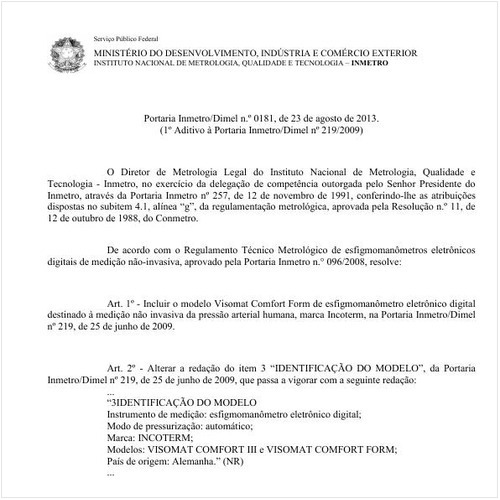 Portaria DIMEL/INMETRO 181:2013 - Situação: Revisto