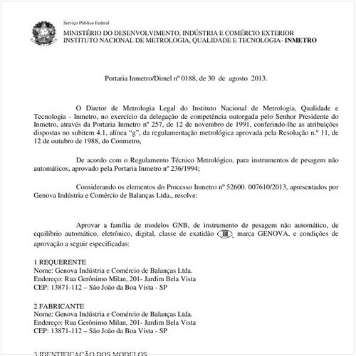 Portaria DIMEL/INMETRO 188:2013 - Situação: Revisto