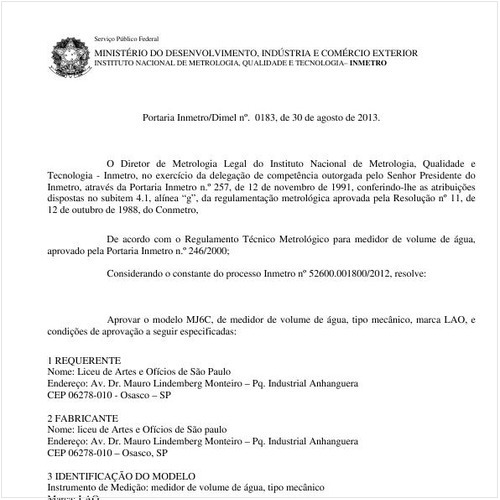 Portaria DIMEL/INMETRO 183:2013 - Situação: Revisto