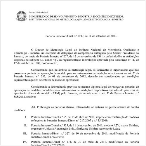 Portaria DIMEL/INMETRO 197:2013 - Situação: Em vigor