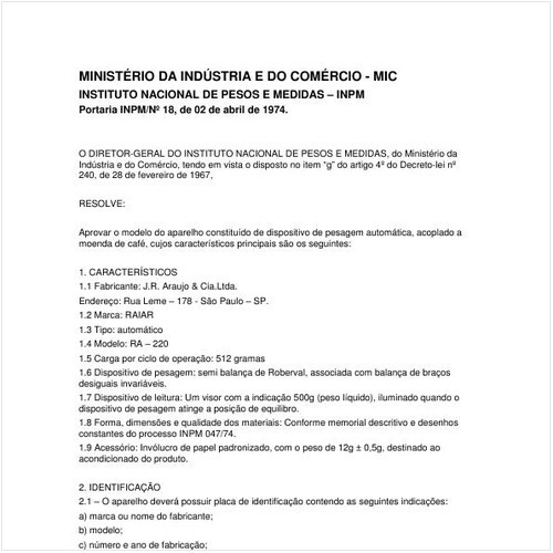 Portaria INPM/MIC 18:1974 - Situação: Revogado
