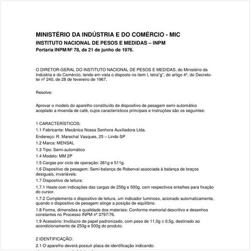 Portaria INPM/MIC 78:1976 - Situação: Revogado