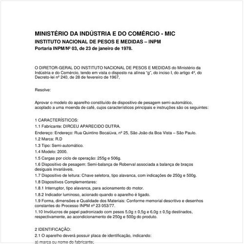 Portaria INPM/MIC 3:1978 - Situação: Revogado