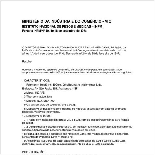 Portaria INPM/MIC 50:1978 - Situação: Revogado