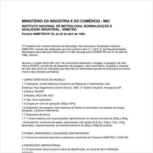 Portaria INMETRO/MIC 30:1984 - Situação: Revogado