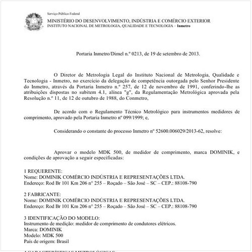 Portaria DIMEL/INMETRO 213:2013 - Situação: Em vigor