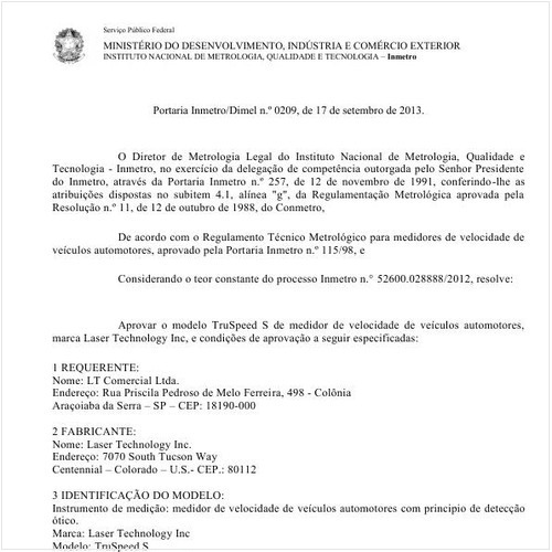 Portaria DIMEL/INMETRO 209:2013 - Situação: Em vigor