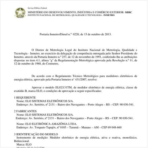 Portaria DIMEL/INMETRO 220:2013 - Situação: Revisto