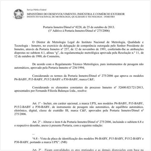 Portaria DIMEL/INMETRO 228:2013 - Situação: Em vigor