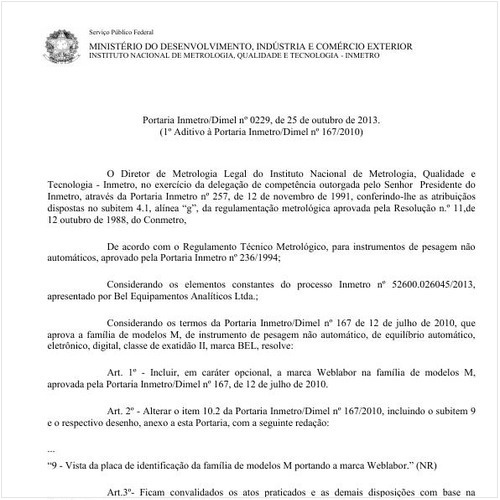 Portaria DIMEL/INMETRO 229:2013 - Situação: Revisto