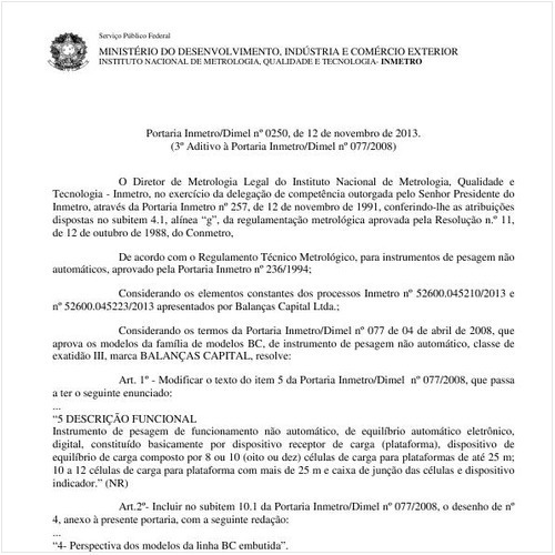 Portaria DIMEL/INMETRO 250:2013 - Situação: Em vigor