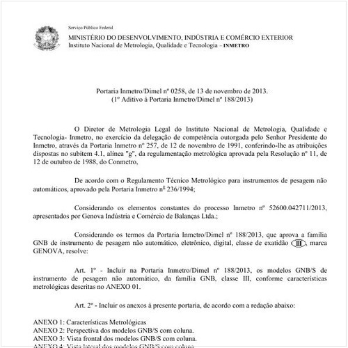 Portaria DIMEL/INMETRO 258:2013 - Situação: Revisto