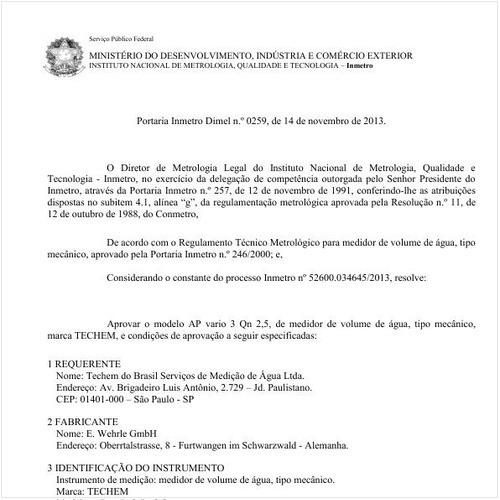 Portaria DIMEL/INMETRO 259:2013 - Situação: Em vigor