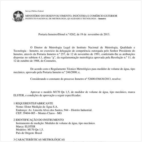 Portaria DIMEL/INMETRO 262:2013 - Situação: Revisto