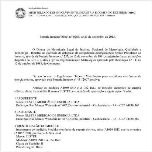 Portaria DIMEL/INMETRO 264:2013 - Situação: Em vigor