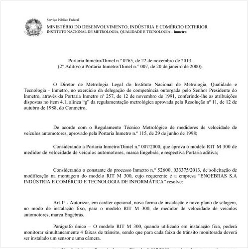 Portaria DIMEL/INMETRO 265:2013 - Situação: Em vigor