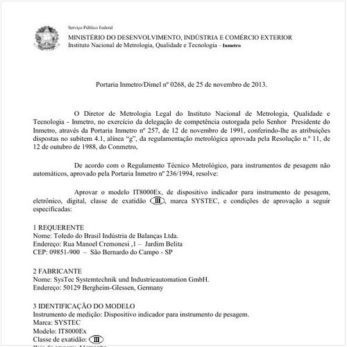 Portaria DIMEL/INMETRO 268:2013 - Situação: Em vigor
