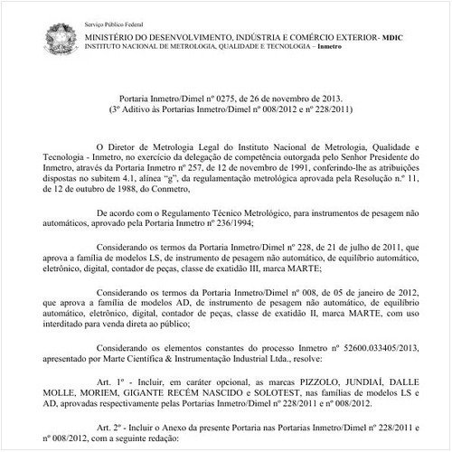 Portaria DIMEL/INMETRO 275:2013 - Situação: Revisto