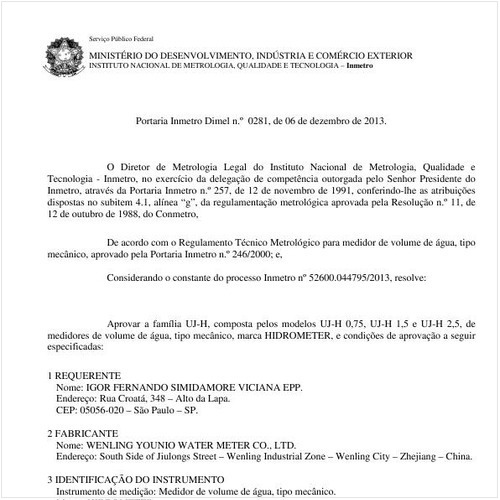 Portaria DIMEL/INMETRO 281:2013 - Situação: Revisto