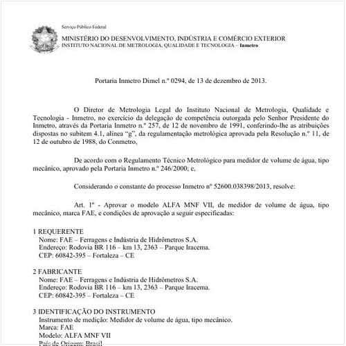 Portaria DIMEL/INMETRO 294:2013 - Situação: Revisto