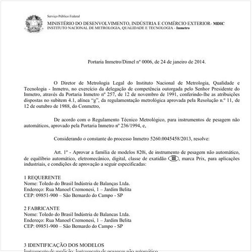 Portaria DIMEL/INMETRO 6:2014 - Situação: Revisto