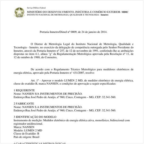 Portaria DIMEL/INMETRO 9:2014 - Situação: Revisto