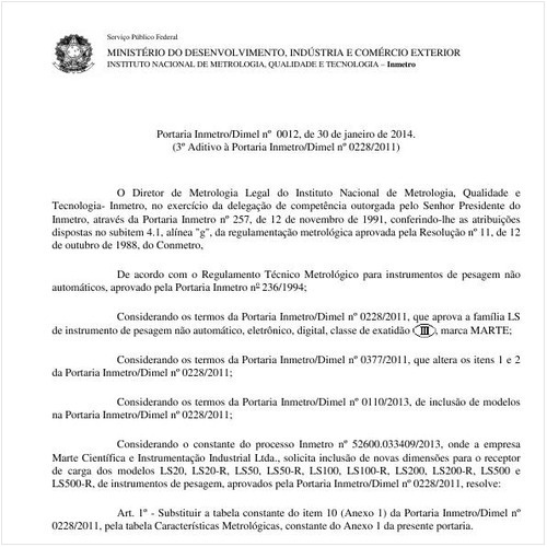 Portaria DIMEL/INMETRO 12:2014 - Situação: Revisto