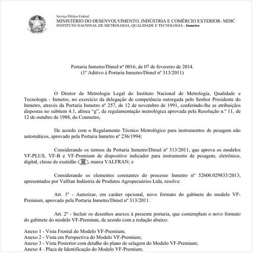 Portaria DIMEL/INMETRO 16:2014 - Situação: Em vigor