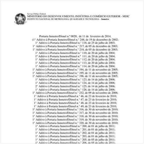 Portaria DIMEL/INMETRO 20:2014 - Situação: Em vigor