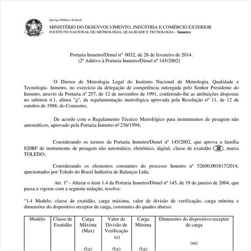 Portaria DIMEL/INMETRO 32:2014 - Situação: Revisto