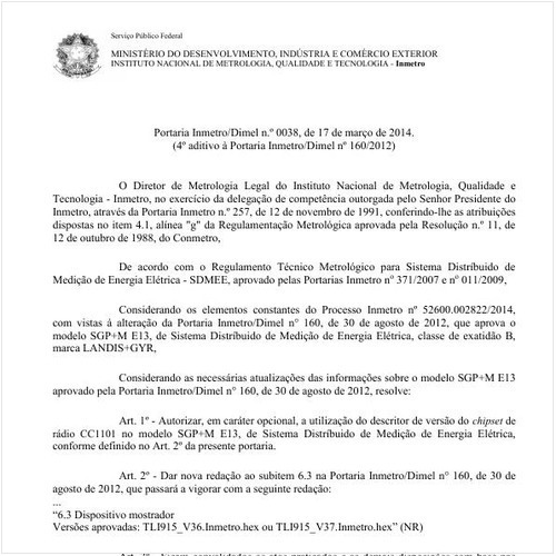 Portaria DIMEL/INMETRO 38:2014 - Situação: Revisto
