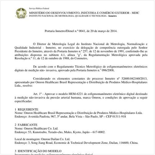 Portaria DIMEL/INMETRO 41:2014 - Situação: Revisto