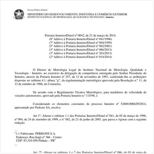Portaria DIMEL/INMETRO 42:2014 - Situação: Em vigor