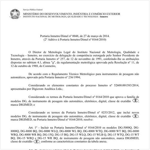 Portaria DIMEL/INMETRO 48:2014 - Situação: Em vigor