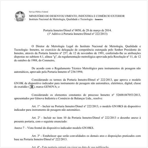 Portaria DIMEL/INMETRO 50:2014 - Situação: Revisto