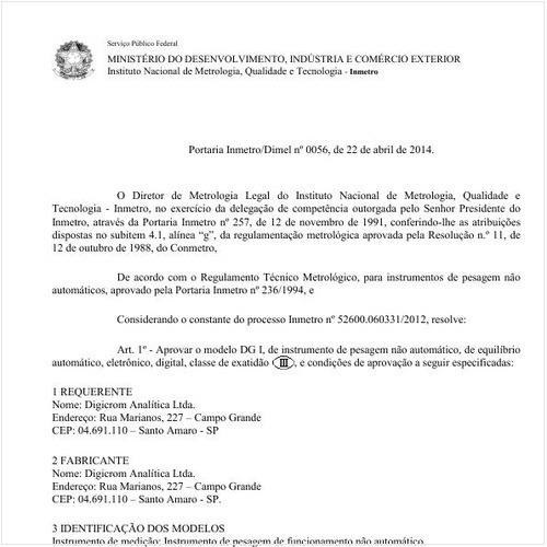 Portaria DIMEL/INMETRO 56:2014 - Situação: Em vigor