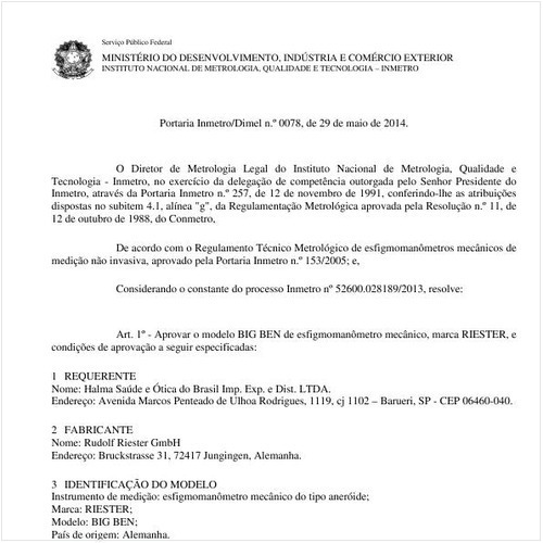 Portaria DIMEL/INMETRO 78:2014 - Situação: Em vigor