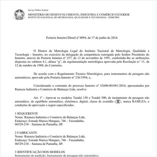 Portaria DIMEL/INMETRO 94:2014 - Situação: Em vigor
