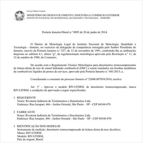 Portaria DIMEL/INMETRO 95:2014 - Situação: Em vigor