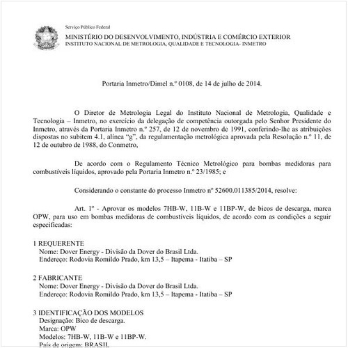 Portaria DIMEL/INMETRO 108:2014 - Situação: Em vigor