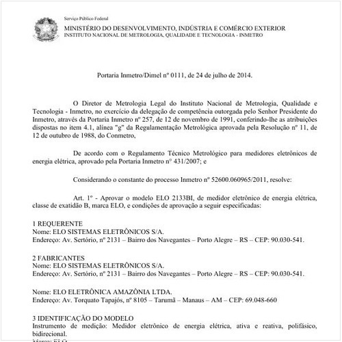 Portaria DIMEL/INMETRO 111:2014 - Situação: Em vigor