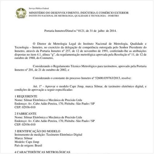 Portaria DIMEL/INMETRO 121:2014 - Situação: Revisto