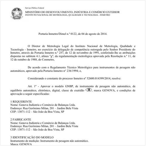 Portaria DIMEL/INMETRO 122:2014 - Situação: Em vigor
