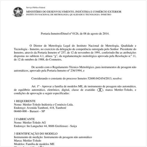 Portaria DIMEL/INMETRO 126:2014 - Situação: Em vigor