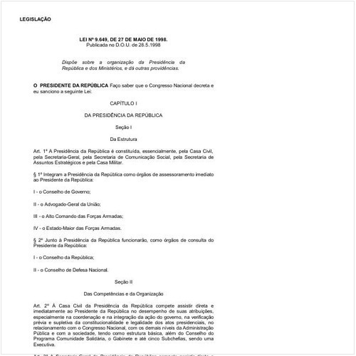 Lei CC/PRESI 9649:1998 - Situação: Revisto