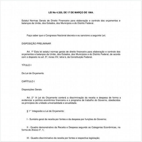 Lei número 4320 de 17/03/1964 Íntegra