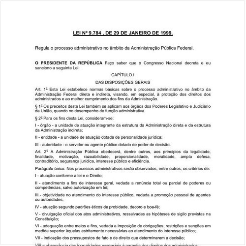 Lei número 9784 de 29/01/1999 Íntegra